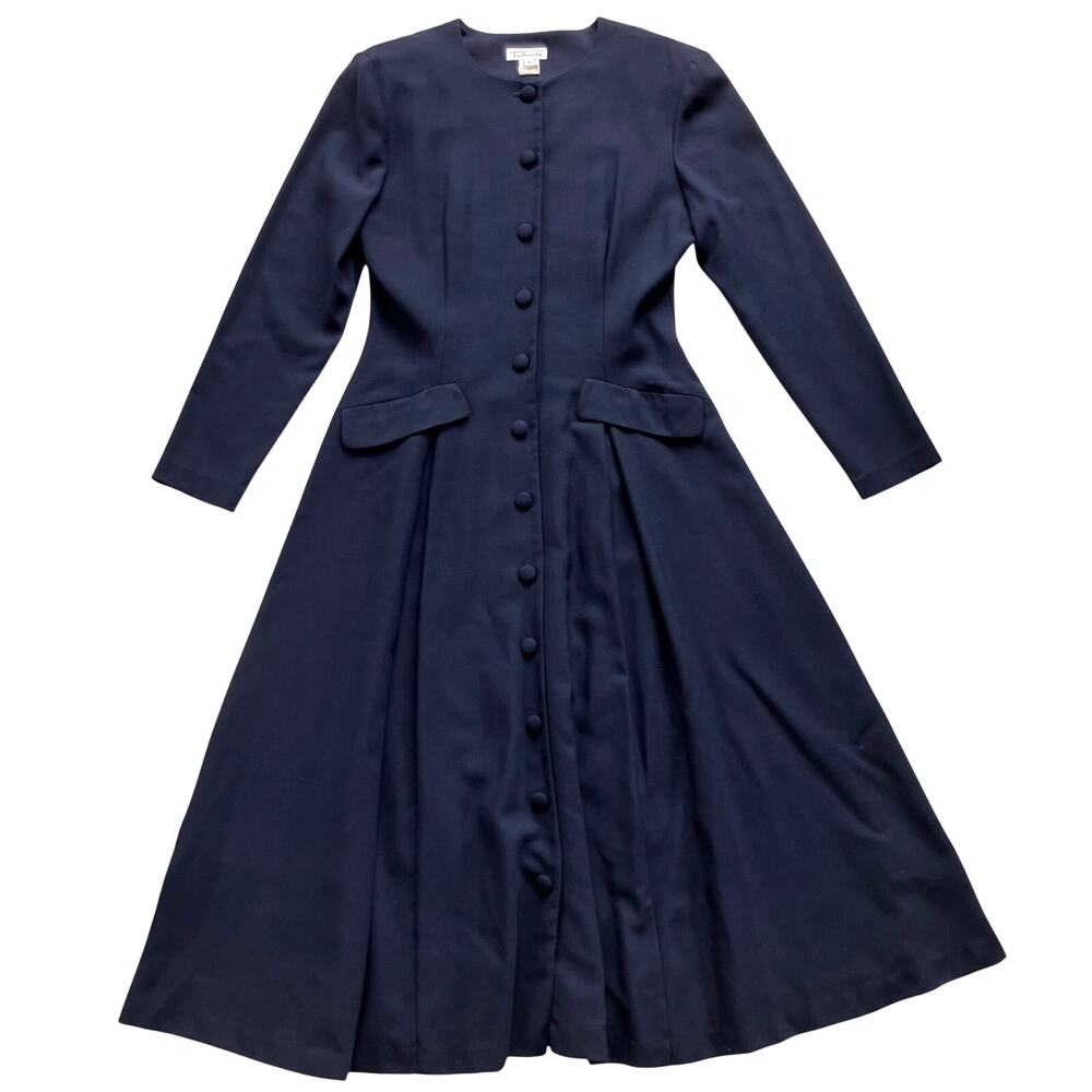 Vintage Talbots Petticoat Midi Dress Size 8 Dark Navy Academia
